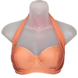 Change Halter Bikini Top Underwire Padded 30DDD 30E 30F Strapless Orange Bandeau